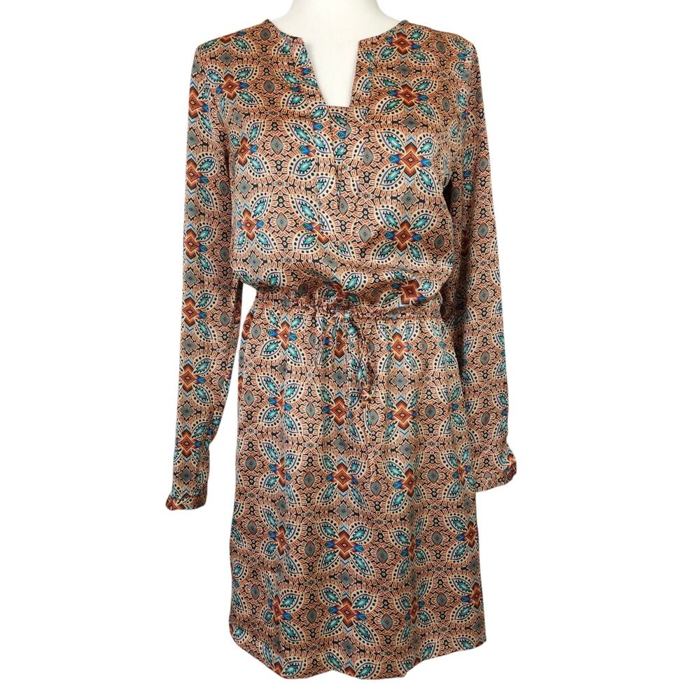 The Limited Tall Small Satin Orange Blue Abstract Dress